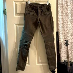 Divided army green Moto slim jeans